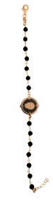 Bracciale con teschio messicano e pietra lavica 